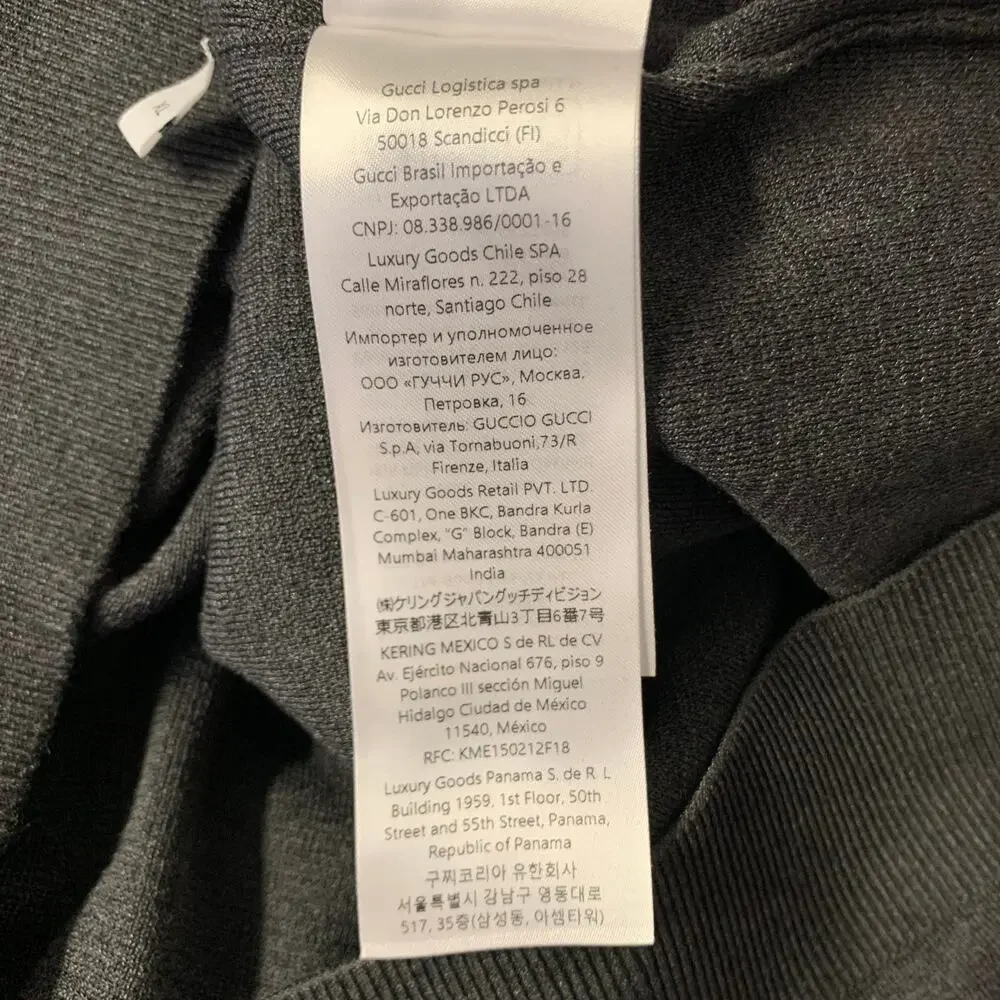 GUCCI Size XL Grey Dark Grey Knitted Silk Cotton Crew Neck Pullover